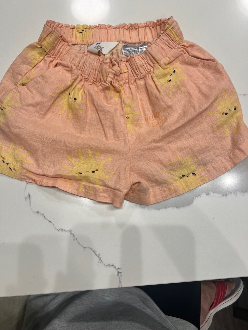 H&M, Girls Peach Sun Print Elastic Waist Shorts